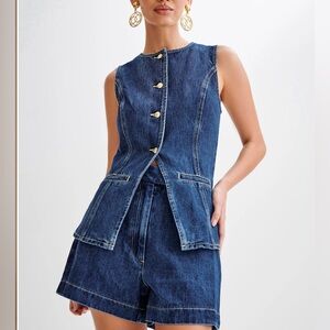 Brand New & Never Worn Denim Vest & Short Set